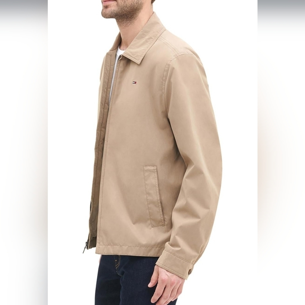 NWT Tommy Hilfiger Men's Classic Front-Zip Filled Micro-Twill Jacket in Khaki - Picture 2 of 12